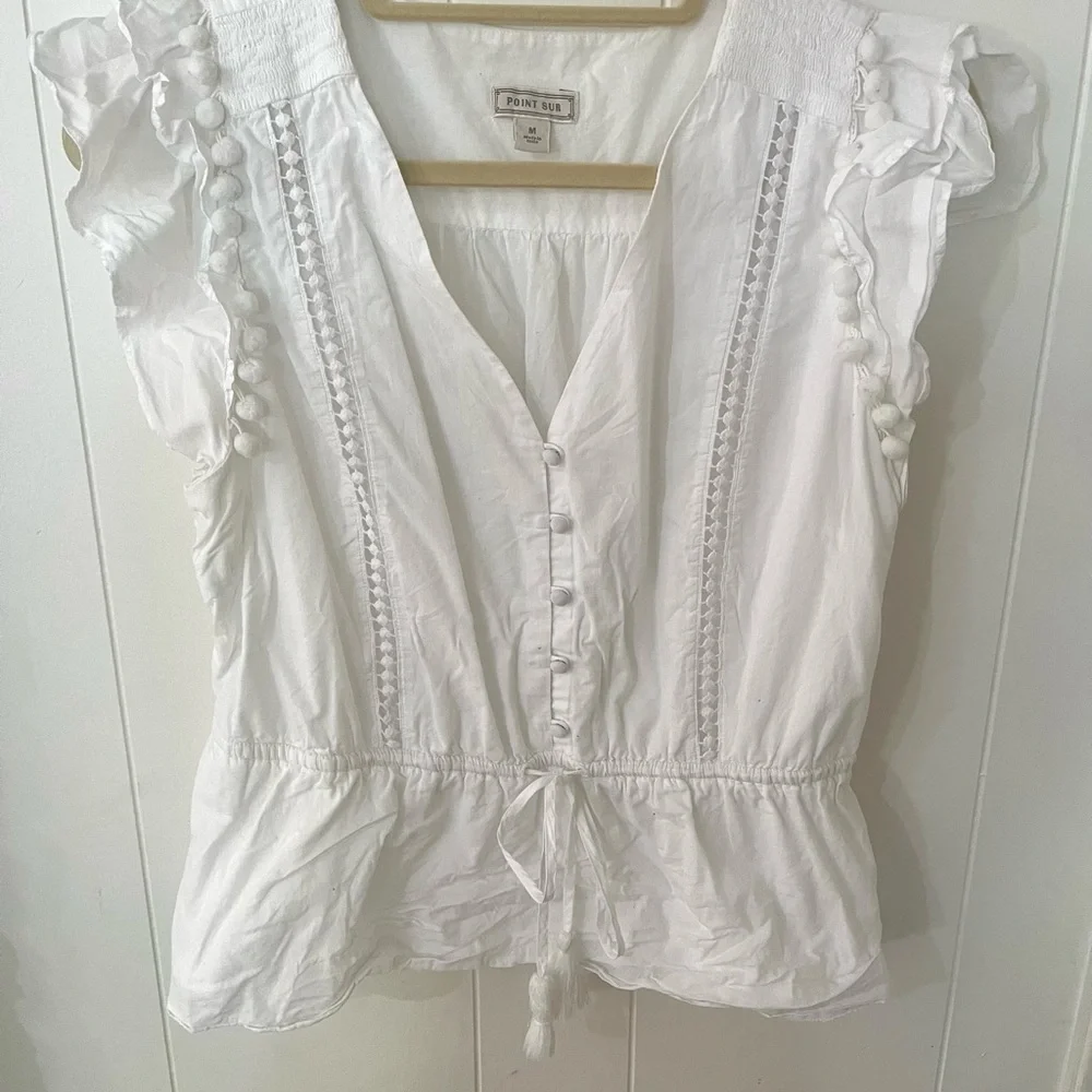 White Button-Down Ruffle Blouse - Picture 1 of 1